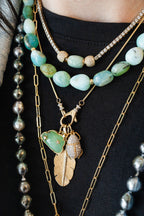 14K Gold Mini Chrysoprase Cloud Charm