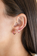 14.5mm 14K Gold Ruby Huggies