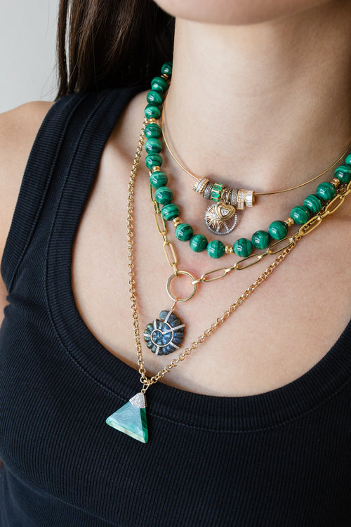 10mm Round Malachite Rondelle Necklace