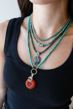 Silver Diamond Carved Carnelian Flower Pendant