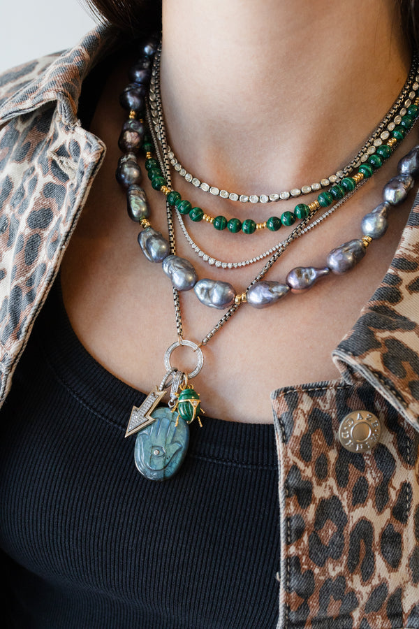 Pink Peacock Baroque Pearl Rondelle Necklace