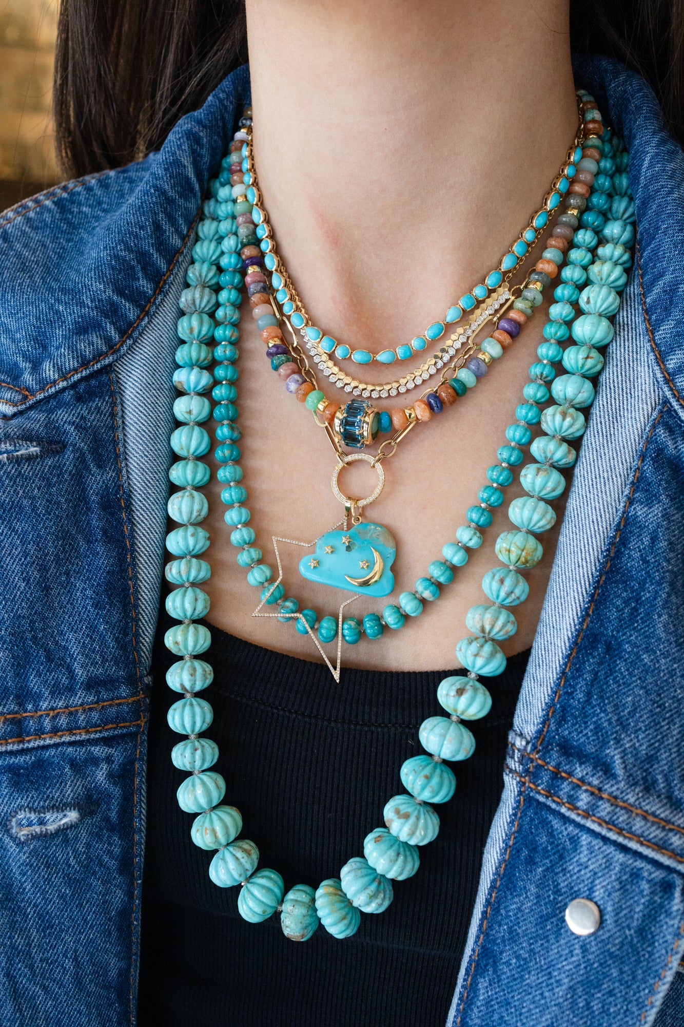 Multi Colored Agate Rondelle Necklace
