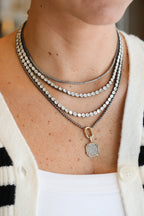 14K Gold Baguette Edge Diamond Square Charm