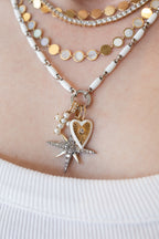 14K Gold Mini Pearl Cross Charm