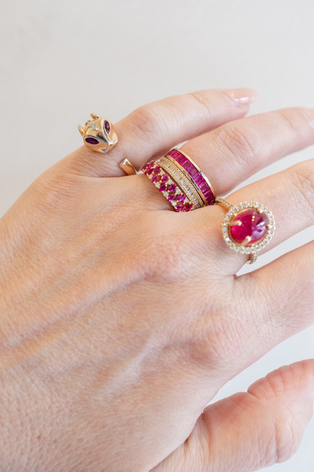 14K Gold Ruby Diamond Panther Ring