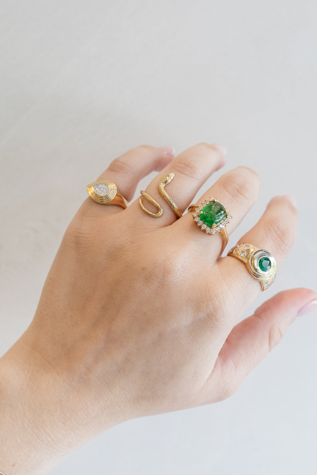14K Gold Textured Snake Wrap Ring