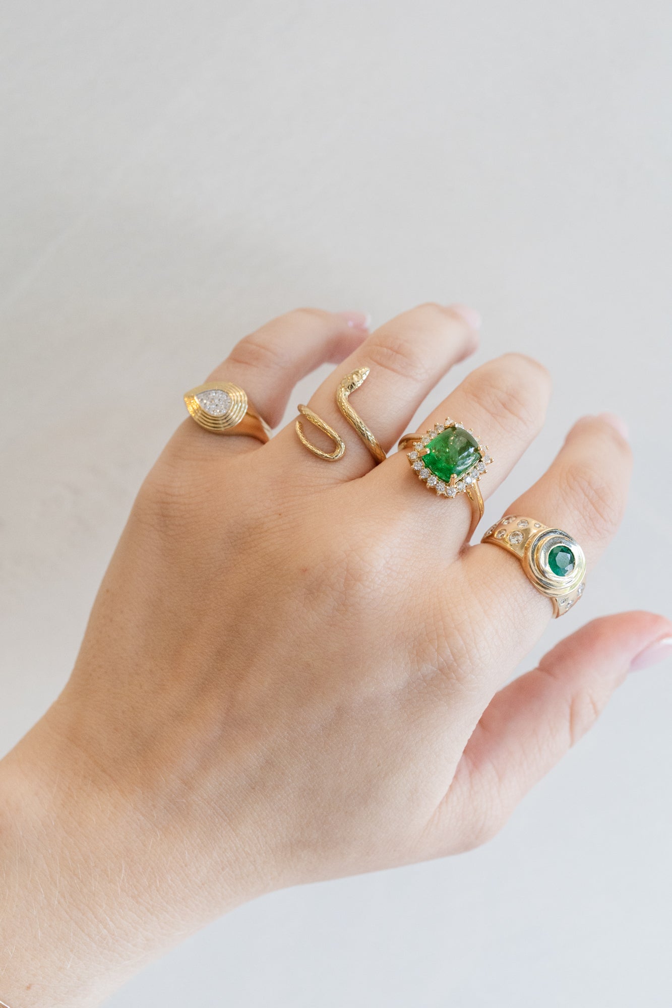 14K Gold Textured Snake Wrap Ring