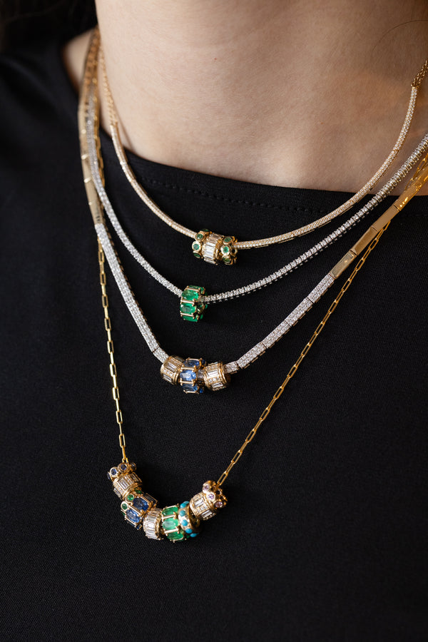 14K Gold Mixed Diamond Barrel Spacer