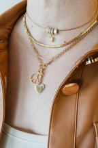 14K Gold Curved Dotted Diamond Bar Necklace