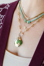 14K Gold Pave Framed Diamond Circle Necklace