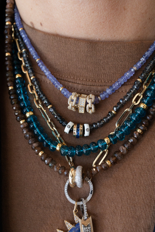 Mini Silver White Enamel Dotted Diamond Spacer