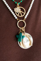 Mini 14K Gold Green Onyx Thunderbird Charm