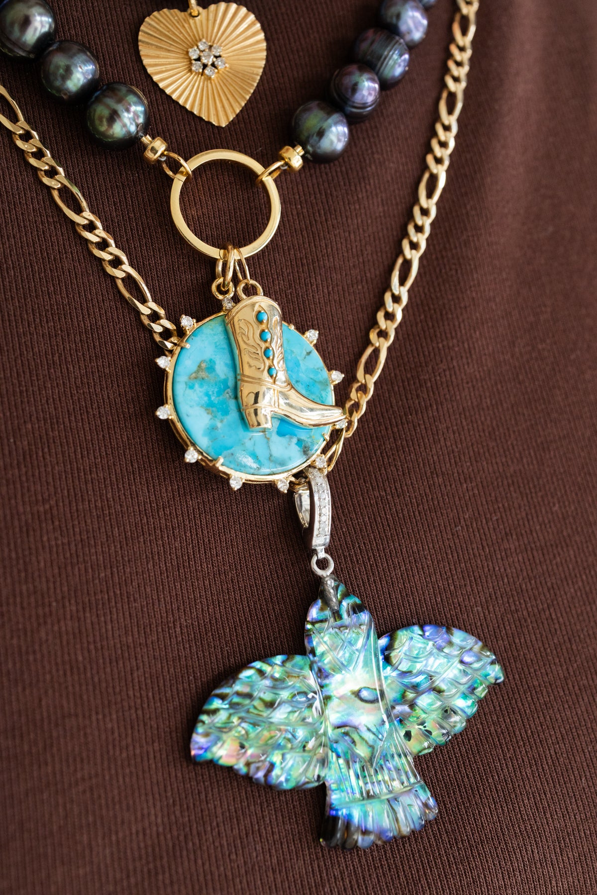 14K Gold Turquoise Cowgirl Boot Charm