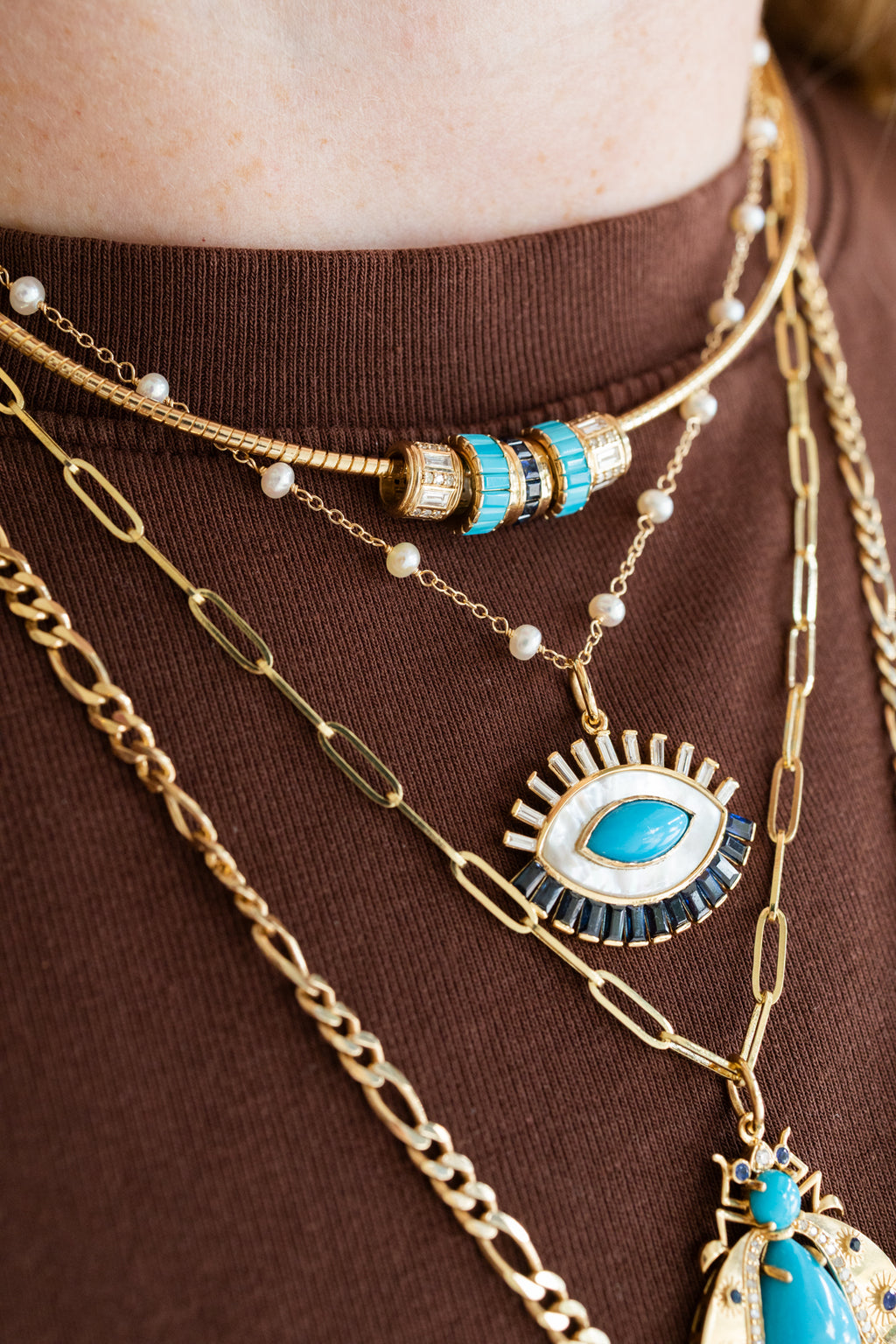 14K Gold 2mm Omega Collar Necklace
