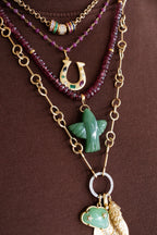 14K Gold Large Jade Thunderbird Charm