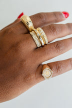 14K Gold Dotted Diamond Donut Eternity Ring
