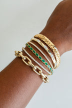 14K Gold 9.12ct Bezel Baguette Emerald Tennis Bracelet