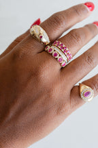 14K Gold Diamond 5 Stone Ruby Ring