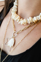 Chunky Shell Mother of Pearl Beaded Necklace
