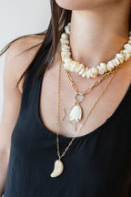 Chunky Shell Mother of Pearl Beaded Necklace