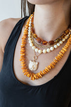 Graduated Round Mother of Pearl Beaded Necklace