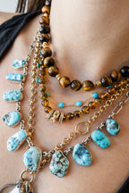 10mm Tiger's Eye Trio Rondelle Beaded Necklace