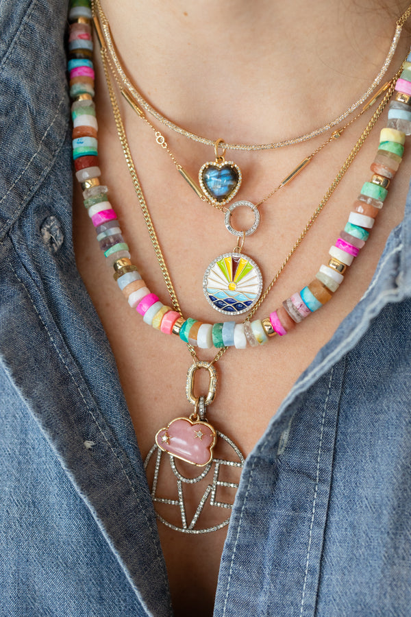 Silver Diamond Large Cut Out Love Circle Charm