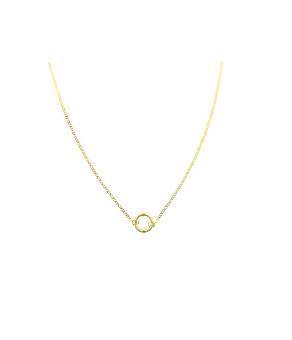 12mm 14K Gold Lock Necklace: 2mm Valentino Chain