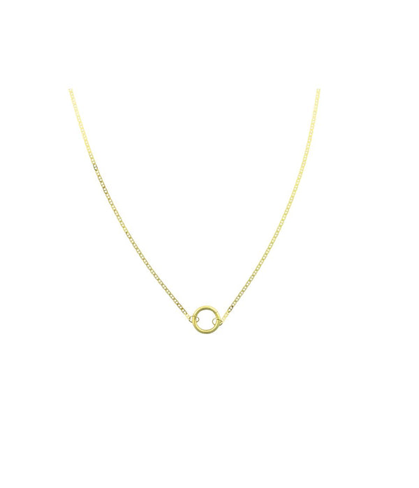 12mm 14K Gold Lock Necklace: 2mm Valentino Chain