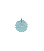 Small 14K Gold Aquamarine Diamond Flower Charm