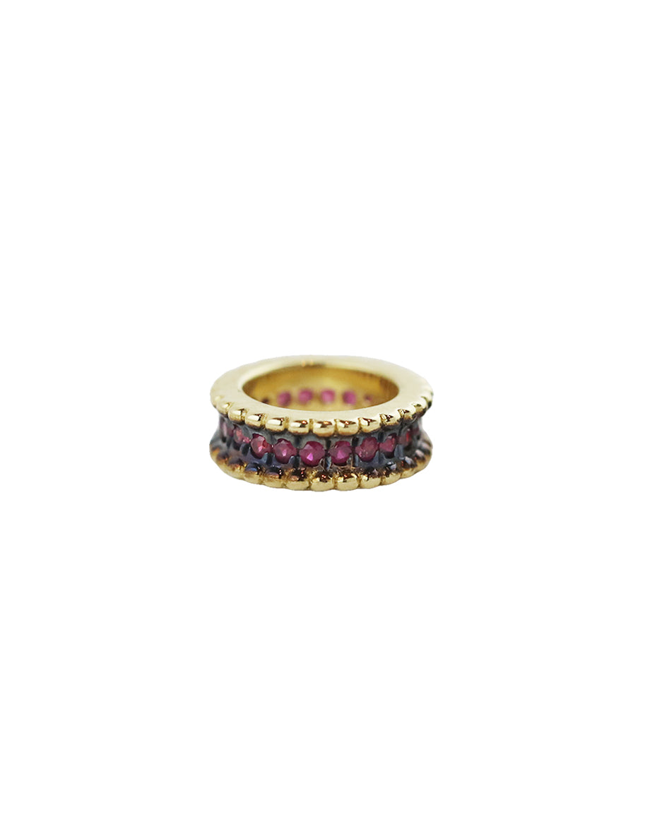 14K Gold Dark Dotted Ruby Spacer
