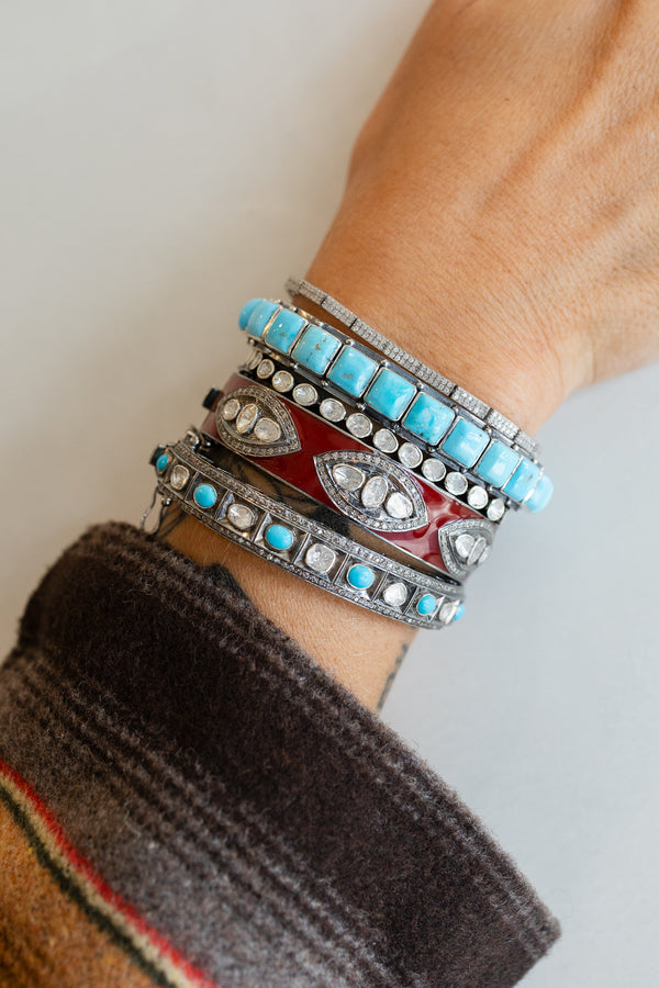 Merlot Enamel Polki Diamond Bangle