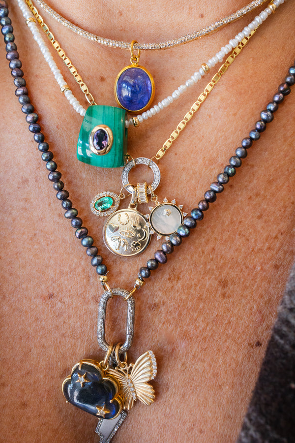 Small 14K Gold Mother of Pearl Sun Charm