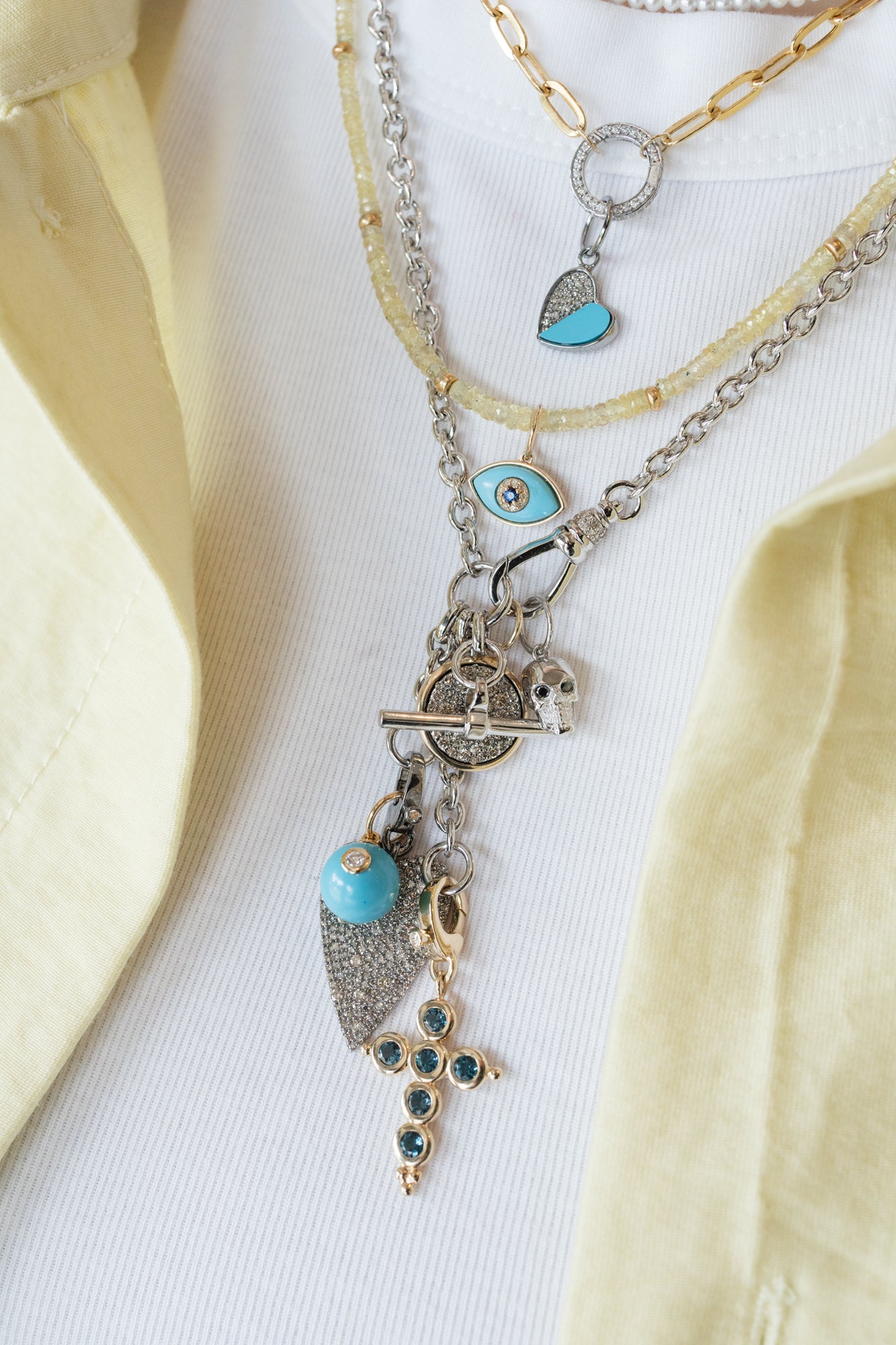 Elongated Silver Diamond Heart Charm
