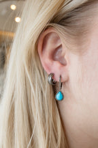 12mm Matte Silver Diamond Line Huggies
