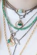 Small Silver Half & Half Malachite Diamond Heart Charm