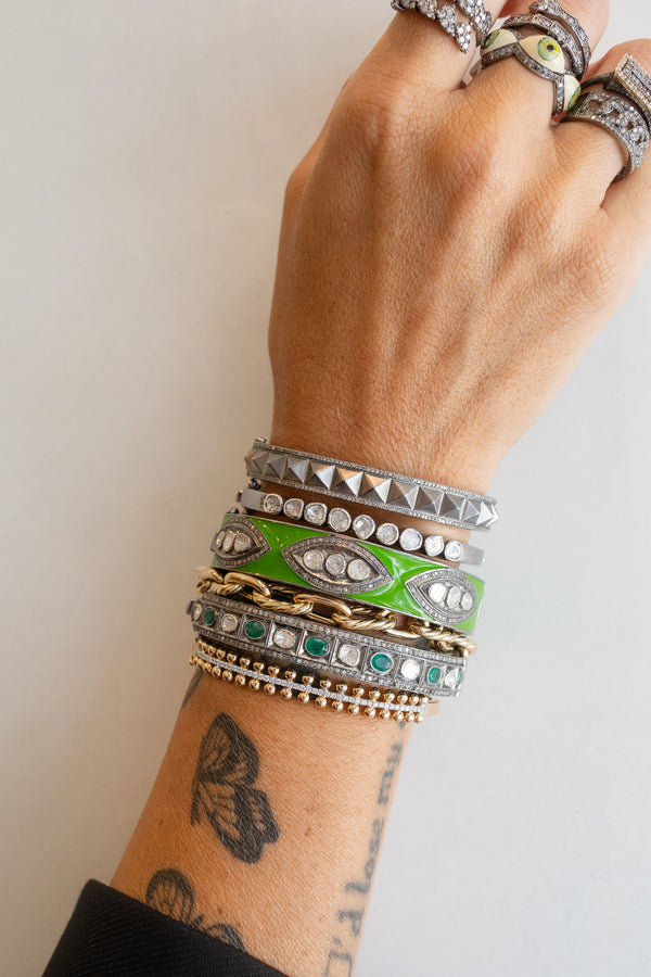 Forest Green Enamel Polki Diamond Bangle