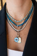 Silver Diamond Cosmic Spacer Apatite Necklace