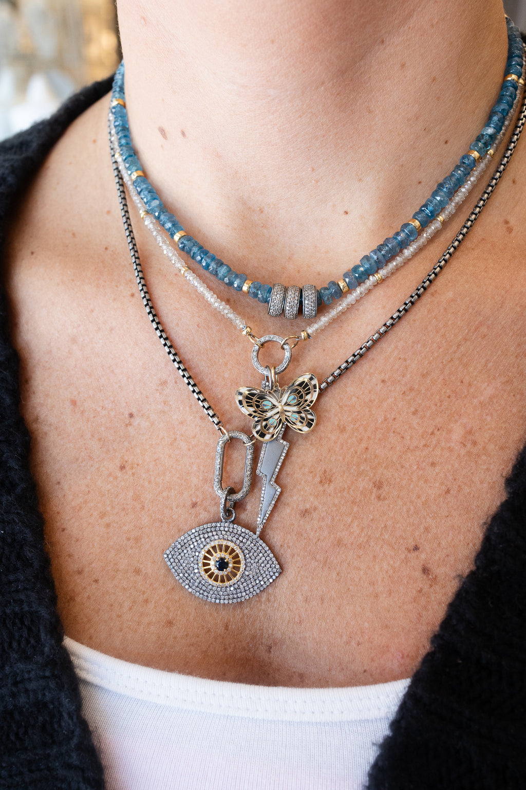 Large Luxe Lexi Lock Necklace: Silver Round Box Chain