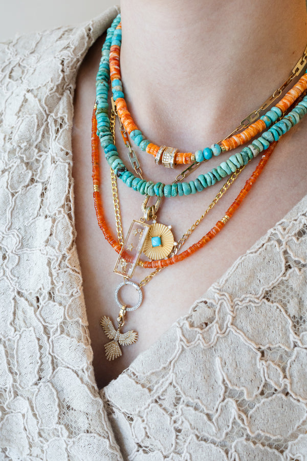 Orange Sapphire Triple Rondelle Necklace