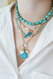 14K Gold Diamond Turquoise Carved Shell Pendant
