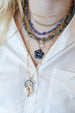 14K Gold Carved Iolite Flower Pendant