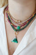14K Gold Malachite Diamond Triangle Pendant