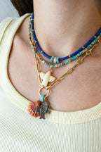 14K Gold Carved Dark Mother of Pearl Fish Charm