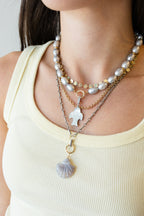 Dark Gray Laguna Agate Scallop Shell Charm