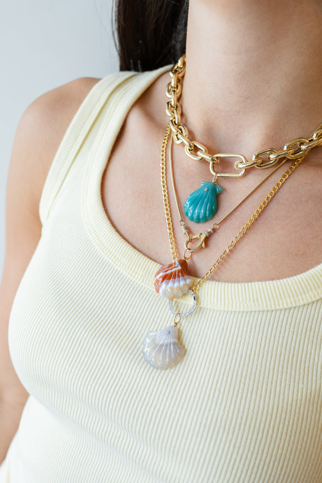 Light Gray Laguna Agate Scallop Shell Charm