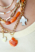 14K Gold Carved Mother of Pearl Fish Charm