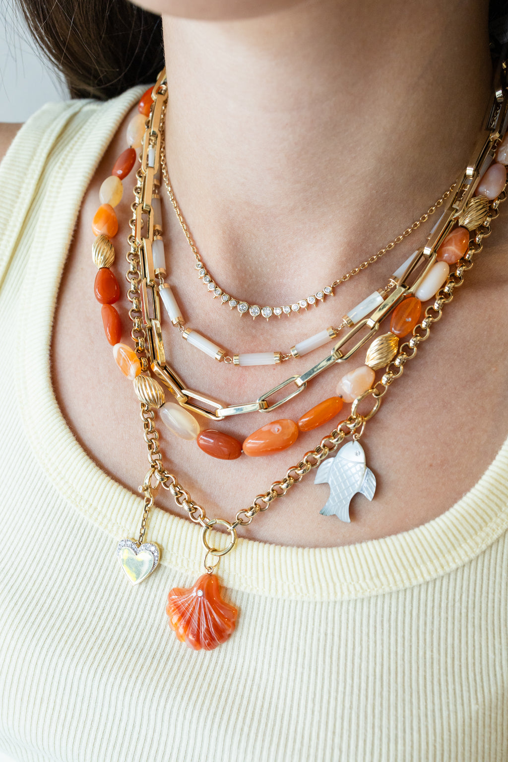 Orange Laguna Agate Scallop Shell Charm