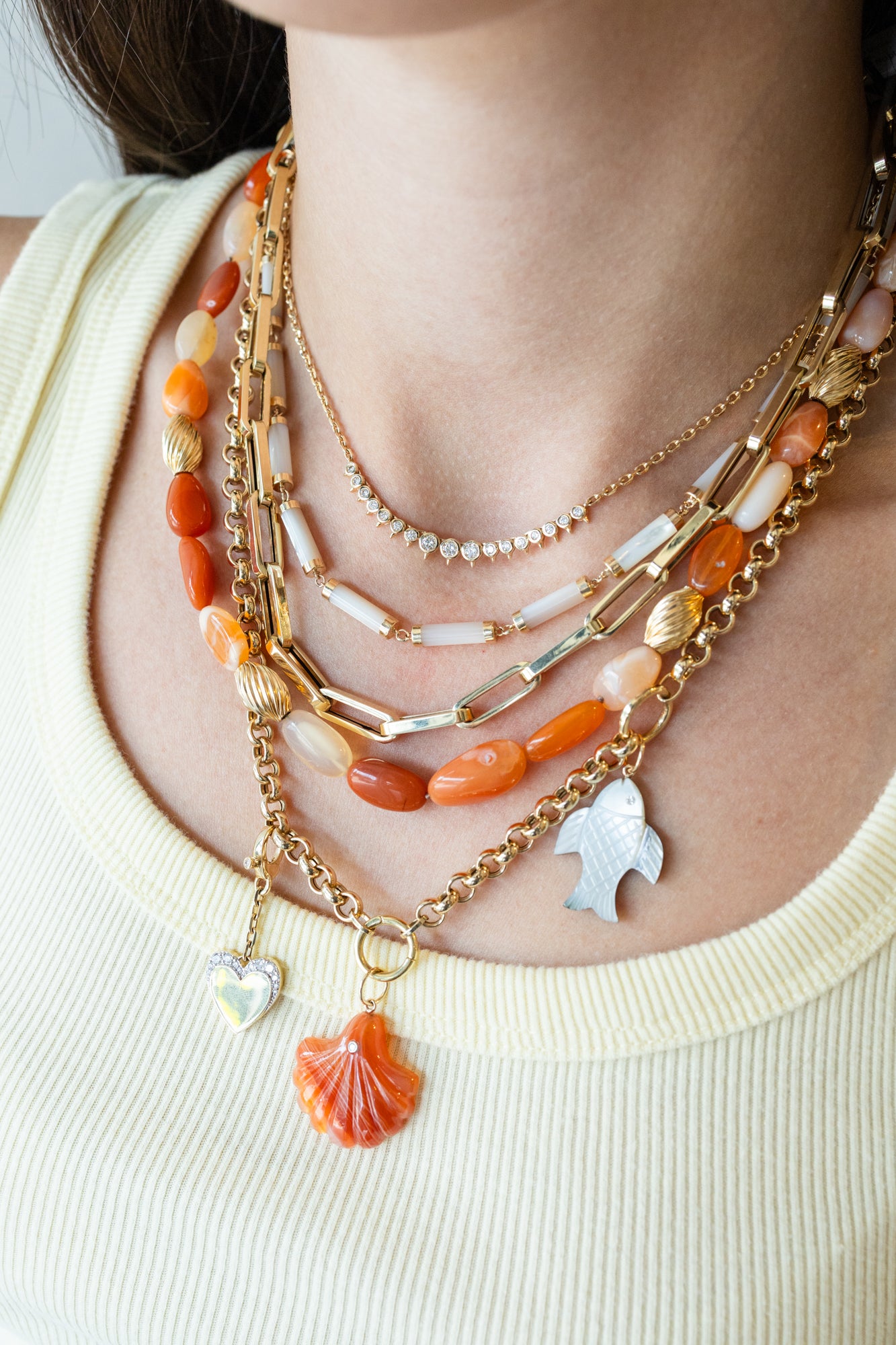 Orange Laguna Agate Scallop Shell Charm