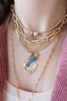14K Gold Dotted Turquoise Bird Charm